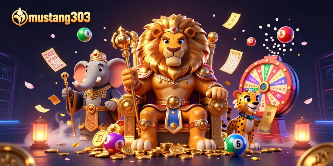 Engage with mustang303's vibrant lottery scene featuring animated characters and dynamic elements.