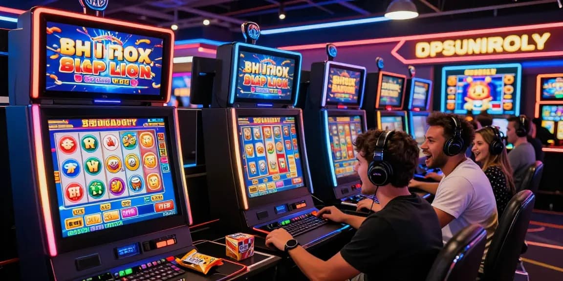 Pengalaman bermain situs slot gacor dengan pemain bersemangat di depan komputer dan mesin slot bergetar.