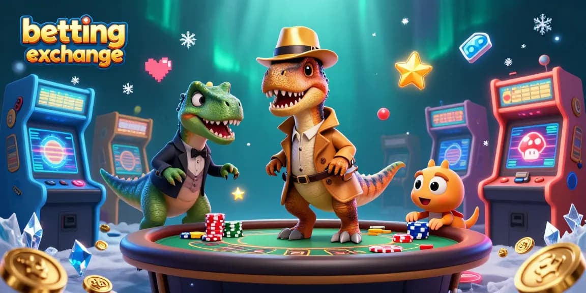 Engage in a thrilling betting exchange with animated characters and vibrant casino elements.