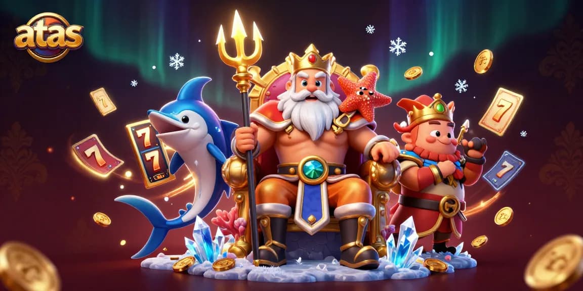 Engage with dazzling slots and vibrant casino elements in this atas themed 3D illustration.