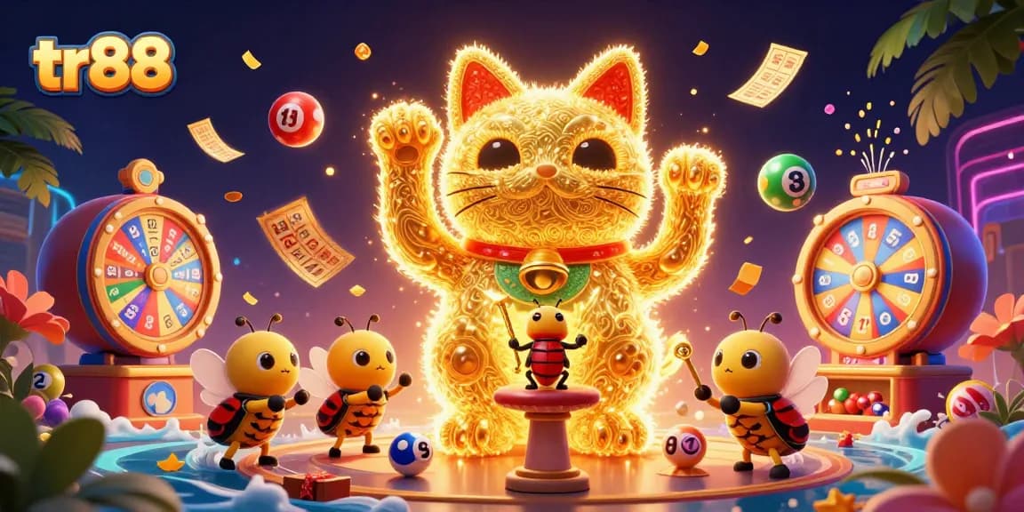 Spin and win with tr88 in a vibrant casino-themed scene featuring golden fireflies and exciting game elements.