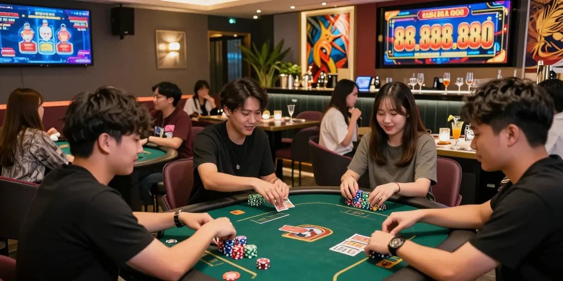 Exciting gaming atmosphere at a vibrant gambling lounge featuring sunwin card games.