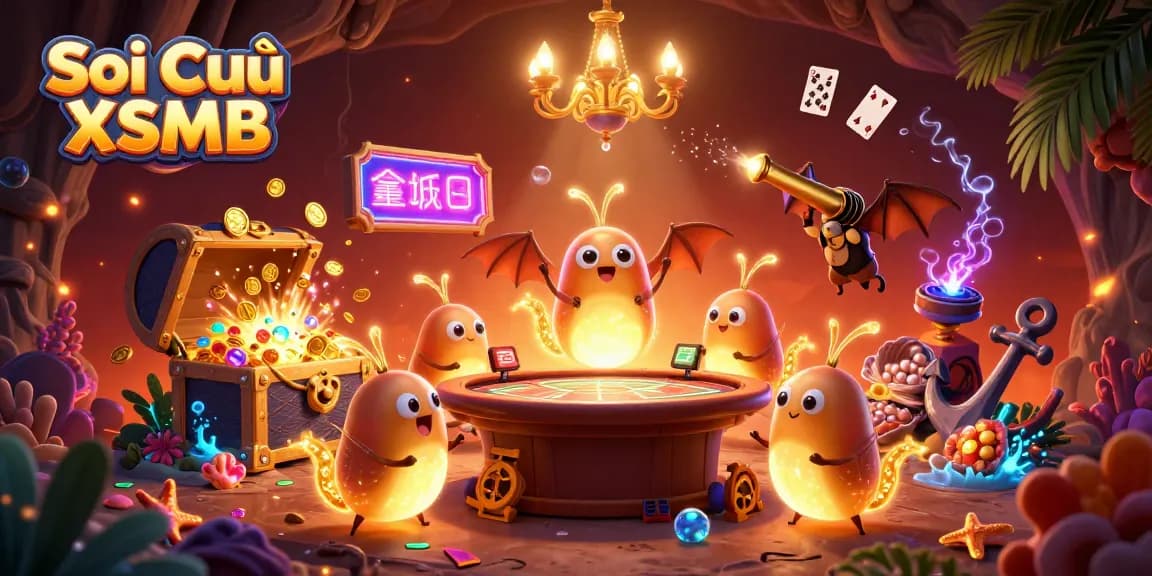 Illuminate your Soi Cầu XSMB experience with vibrant casino-themed glowworm illustration.