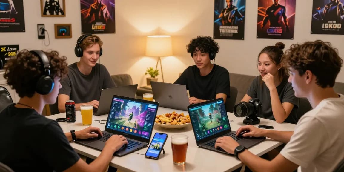 Engaged players enjoying the Lotus365 gaming platform in a vibrant living room setting.