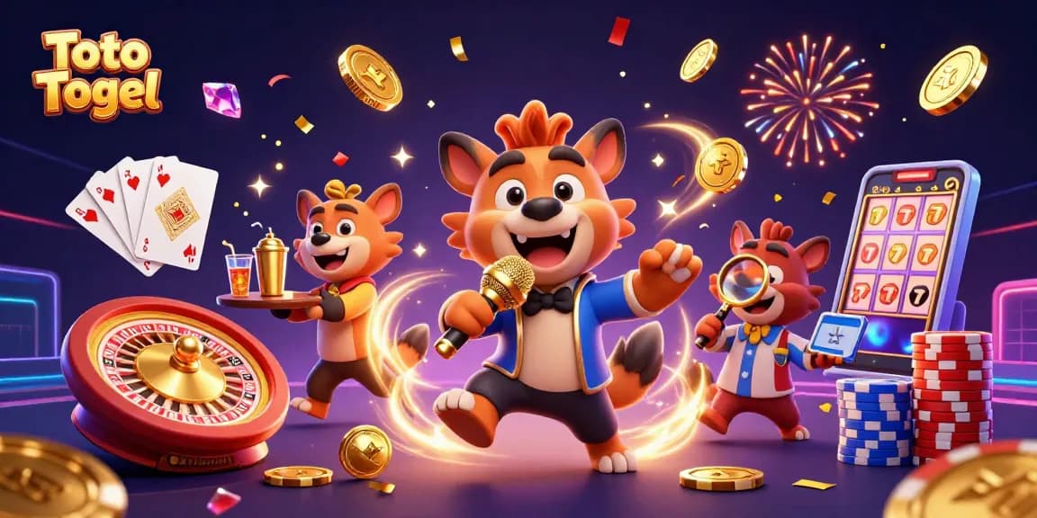 Toto Togel menghadirkan suasana kasino yang meriah dengan hyena komedi, koin emas, dan permainan menarik.