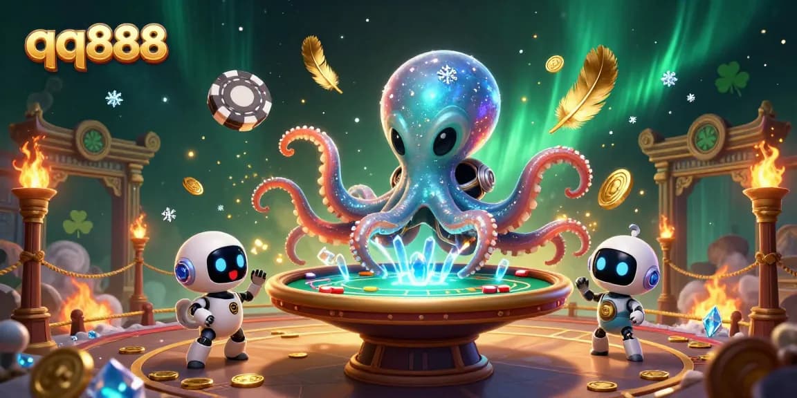 Engage in thrilling gameplay with the vibrant qq888 alien casino scene featuring holographic poker!