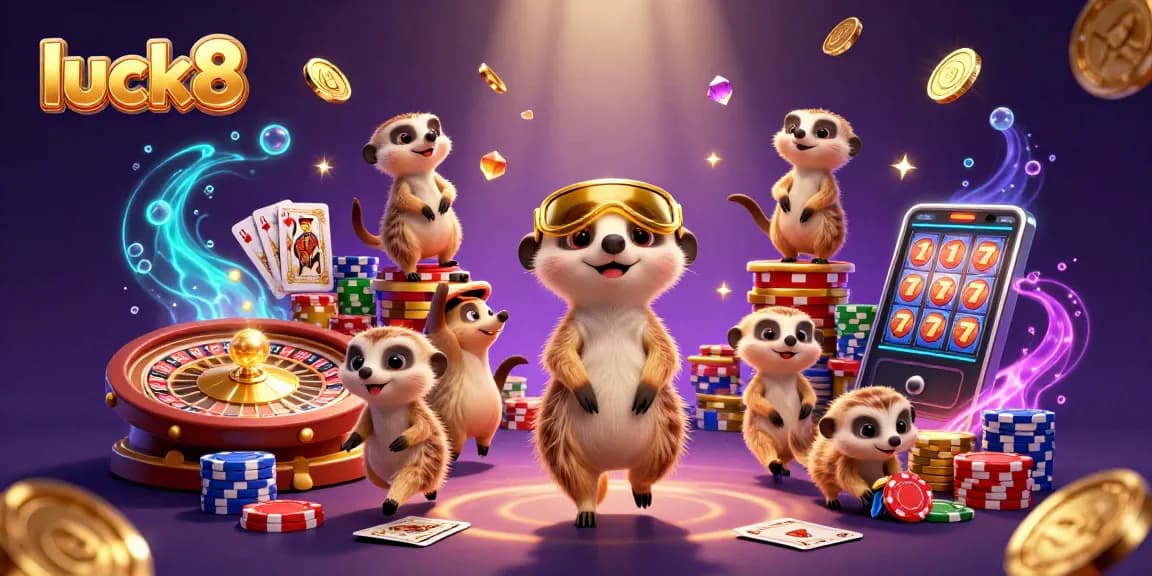 Experience luck8's casino thrills with playful meerkats, dazzling games, and golden treasures!