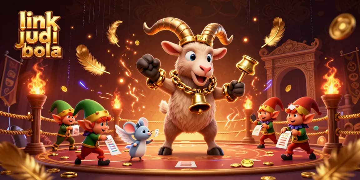 Engage in thrilling sports betting with link judi bola in a vibrant 3D casino scene.