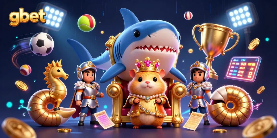 gbet players winning bets amidst vibrant 3D casino elements and animated sports action.