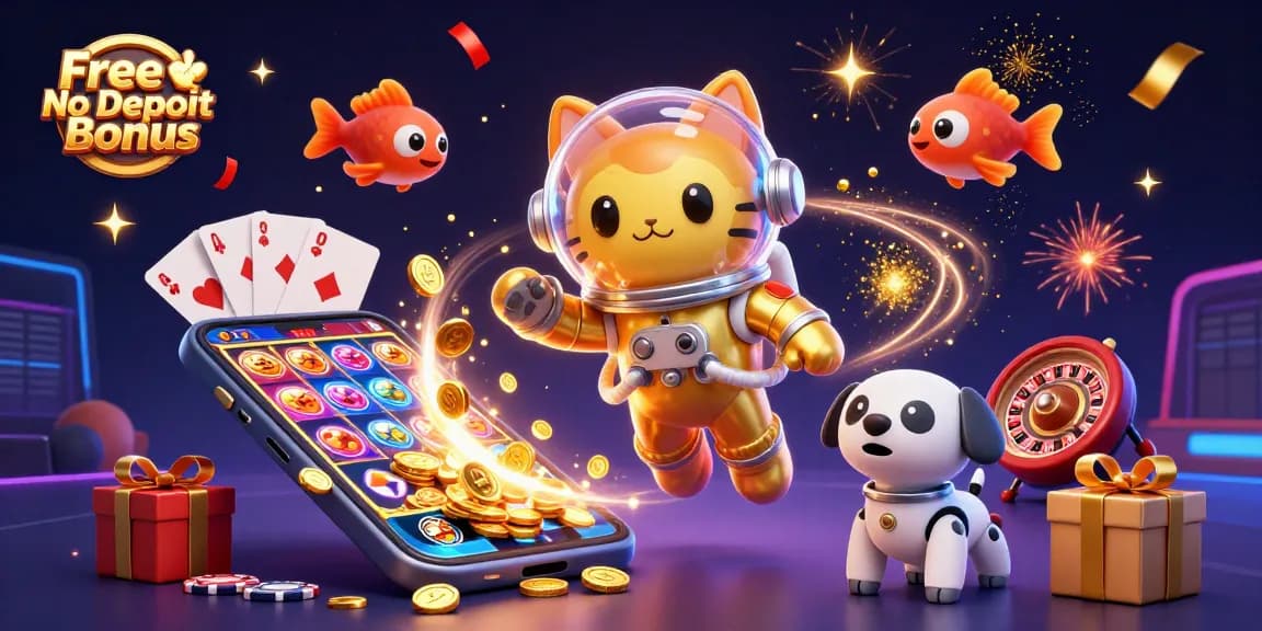 Join a thrilling adventure with a Free No Deposit Bonus as the space astronaut cat wins in the digital casino universe!