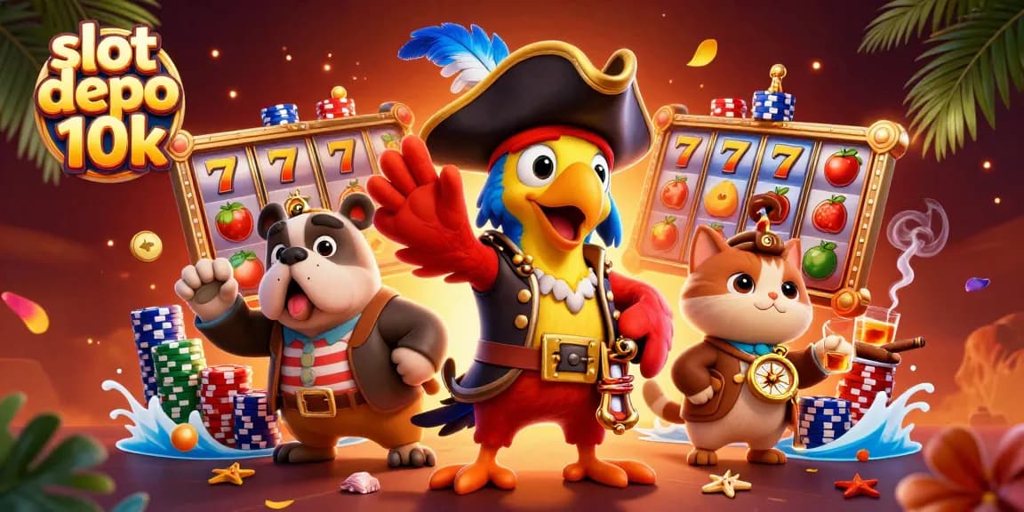 Exciting scene illustrating slot depo 10k gaming environment with vibrant characters and rich casino elements.