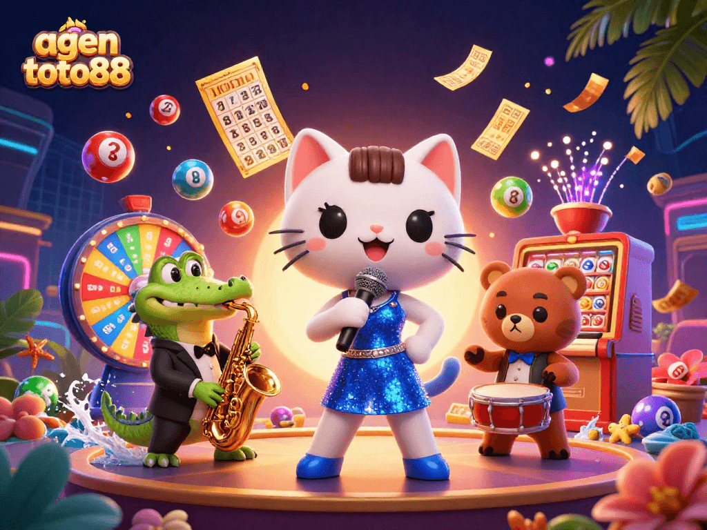 Experience the exciting world of gambling with agen toto88 surrounded by vibrant casino elements.