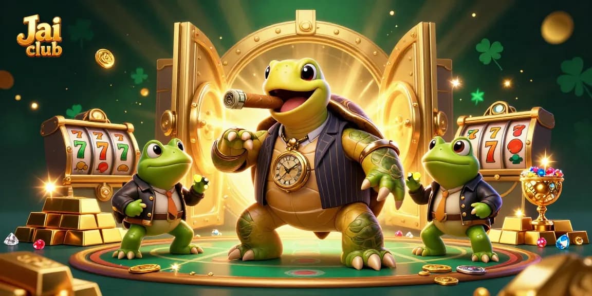 Enjoy thrilling gameplay at Jai Club with an exciting gaming scene featuring a snapping turtle and bullfrog enforcers.