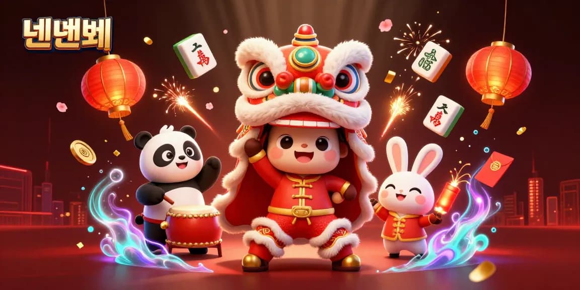 Participate in exciting games at 텐텐벳 with vibrant celebrations, Chinese lanterns, and lucky symbols.