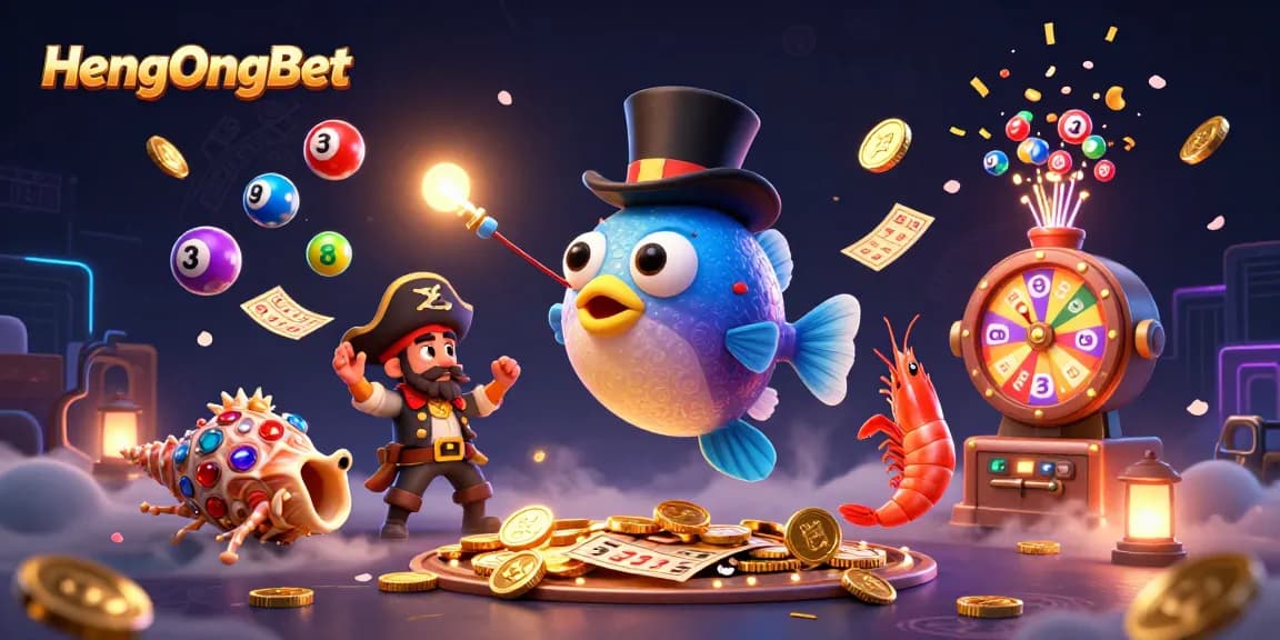 Engage in exciting gameplay at HengOngBet with vibrant lottery elements and captivating characters.