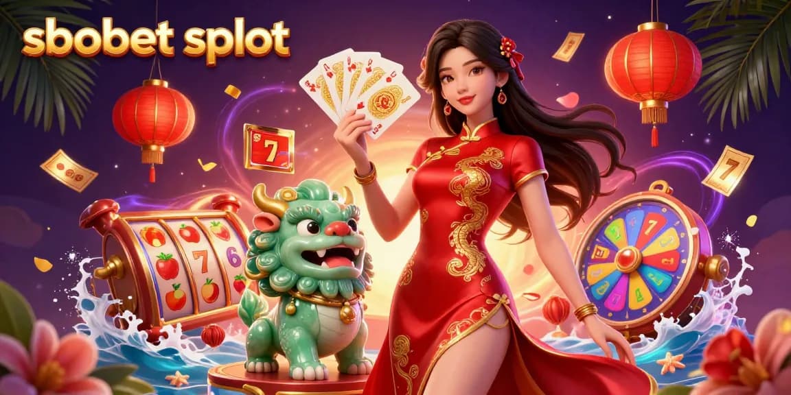 Experience sbobet slot with vibrant slot reels and a lucky atmosphere in this detailed 3D illustration.