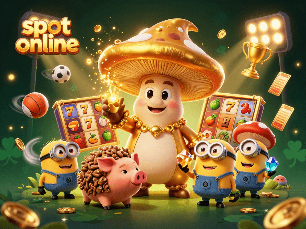 Bermain slot online dengan wizard kuno, babi pencari harta, dan simbol jackpot yang berkilauan.