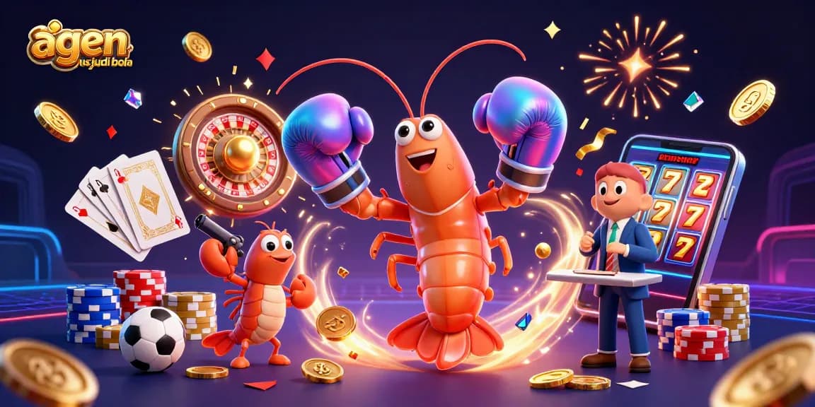 Engaging scene showcasing agen situs judi bola with a vibrant cast of underwater characters celebrating sports betting excitement.