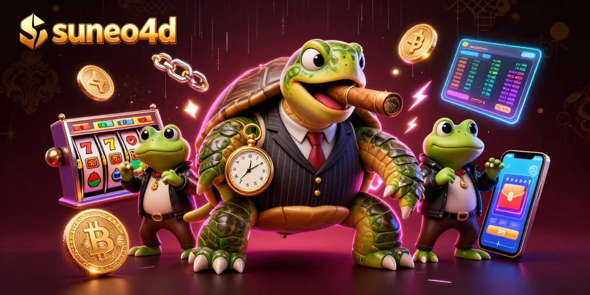 Suneo4D showcases a vibrant casino scene with characters symbolizing luck and high stakes in gambling.
