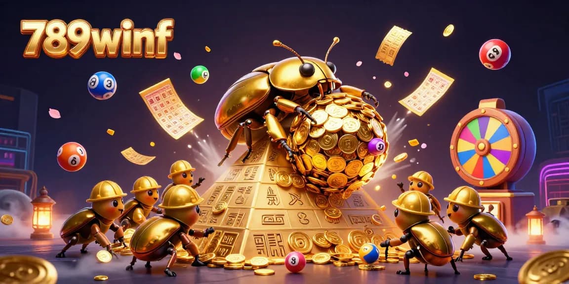 Experience the excitement of winning at 789winf with dynamic casino elements in a vibrant illustration.