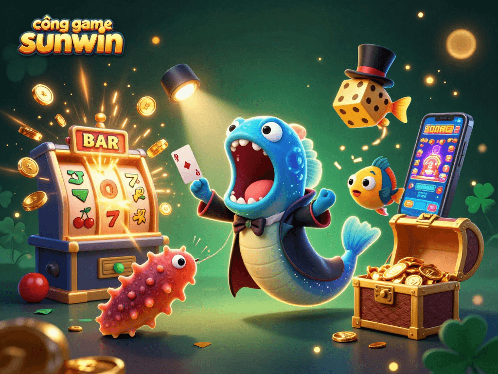 Experience excitement with cổng game sunwin in a vibrant 3D casino scene showcasing thrilling gaming elements.