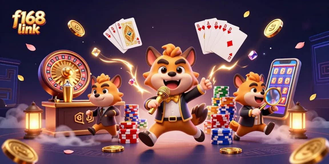 Enjoy the excitement of casino gaming with the f168 link featuring lively hyenas in a vibrant casino scene.
