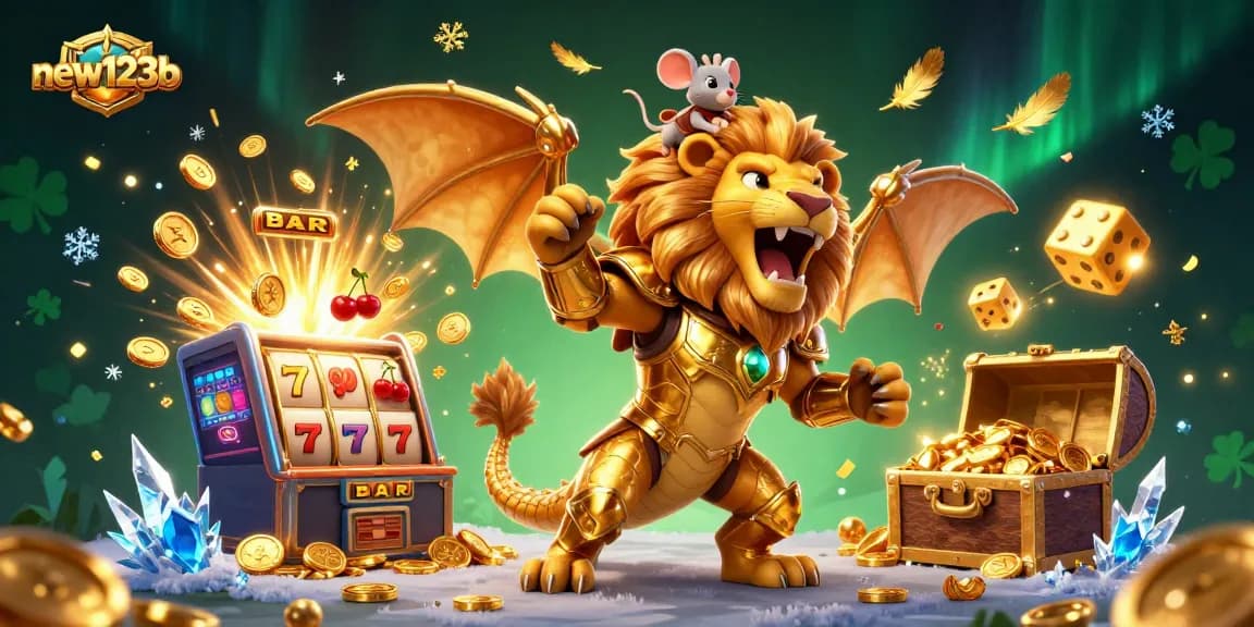 Join the action at new123b with a golden chimera and gaming symbols galore!