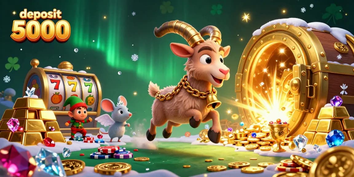 Experience the excitement of deposit 5000 with a lively casino scenario featuring Krampus and festive characters.