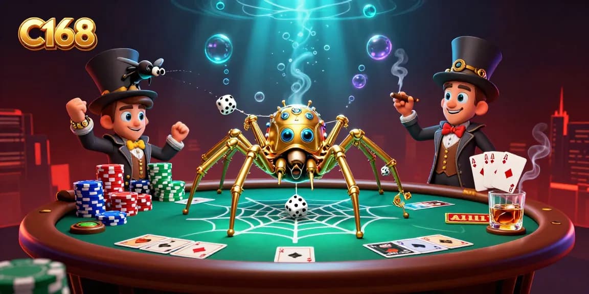 Engage with C168’s thrilling casino scene featuring poker elements and a steampunk aesthetic.