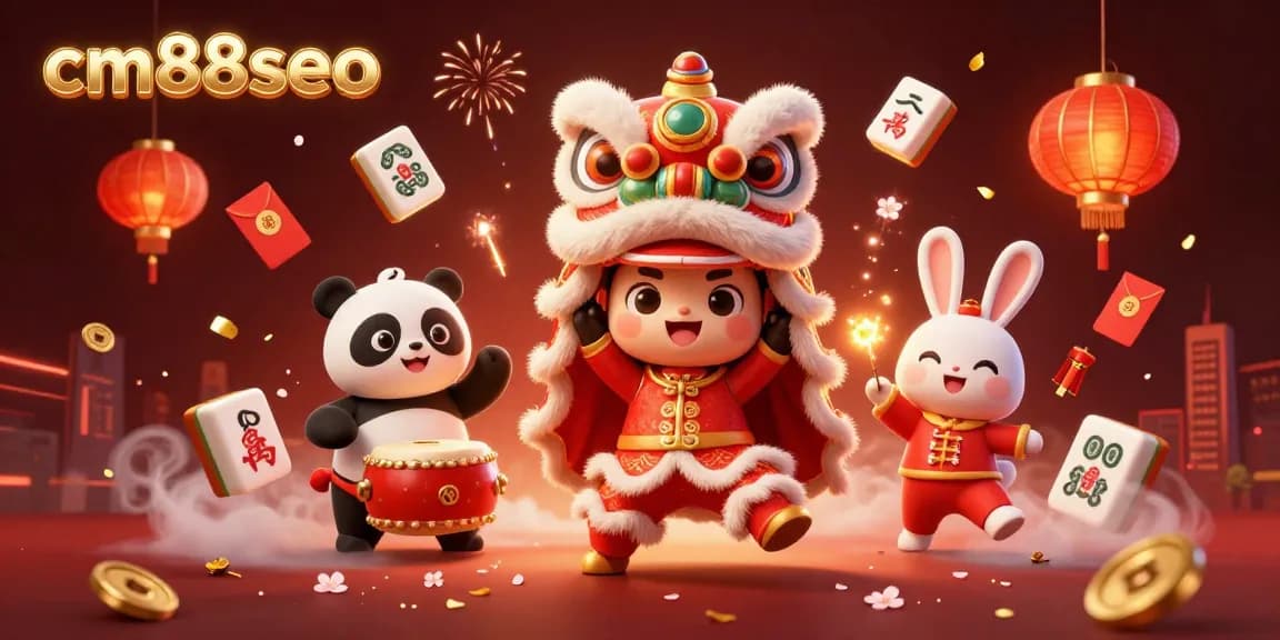 Engage with cm88seo at the dynamic casino celebration featuring vibrant characters and festive decorations.