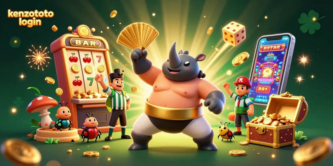Experience thrills at kenzototo login with a dynamic casino-themed 3D illustration featuring an action-packed beetle showdown.
