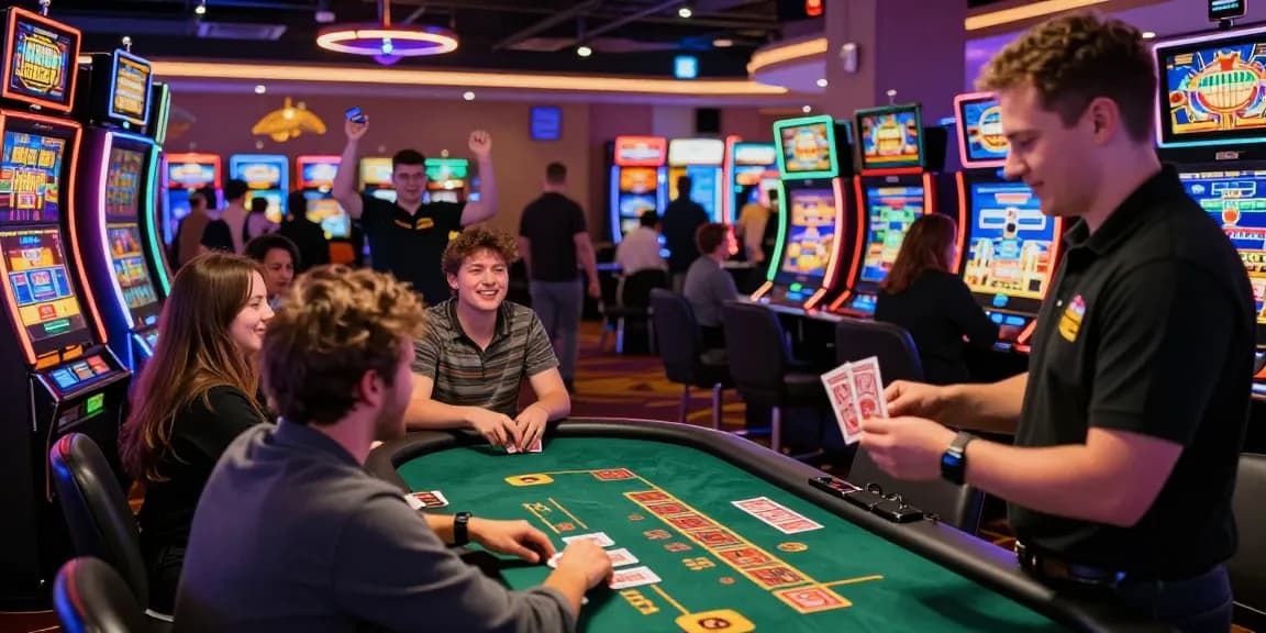 Dynamic KO66 casino scene with players enjoying games and vibrant atmosphere.