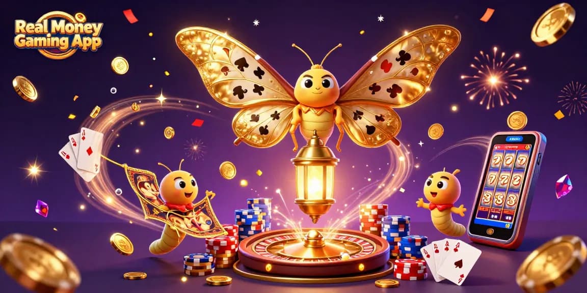 Experience the thrill of the Real Money Gaming App with exciting visuals and vibrant casino elements.