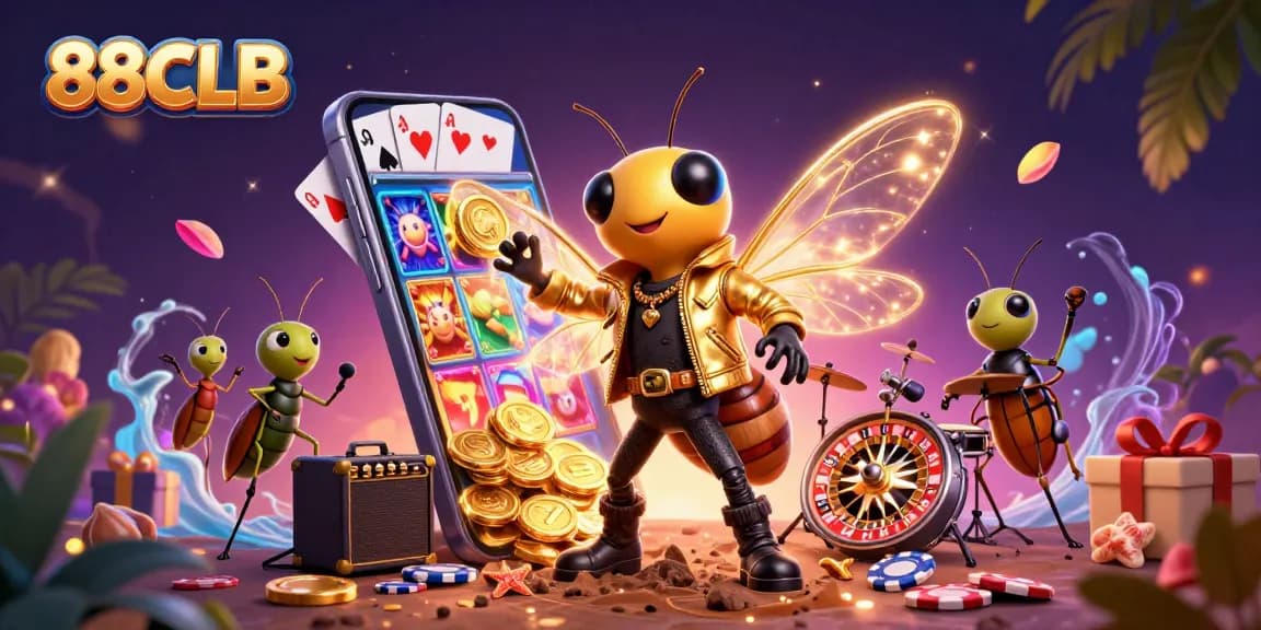 88CLB brings an electrifying casino experience with a vibrant scene of game action and excitement.