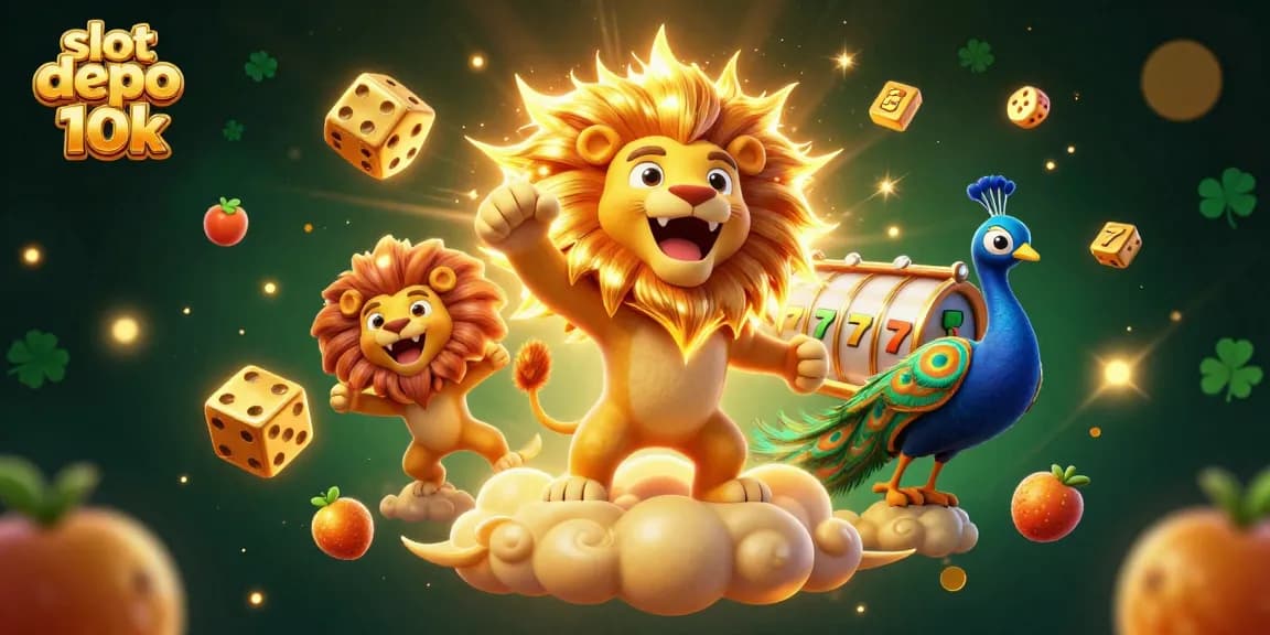 Permainan slot depo 10k dengan simbol buah dan jackpot di latar belakang yang menarik.