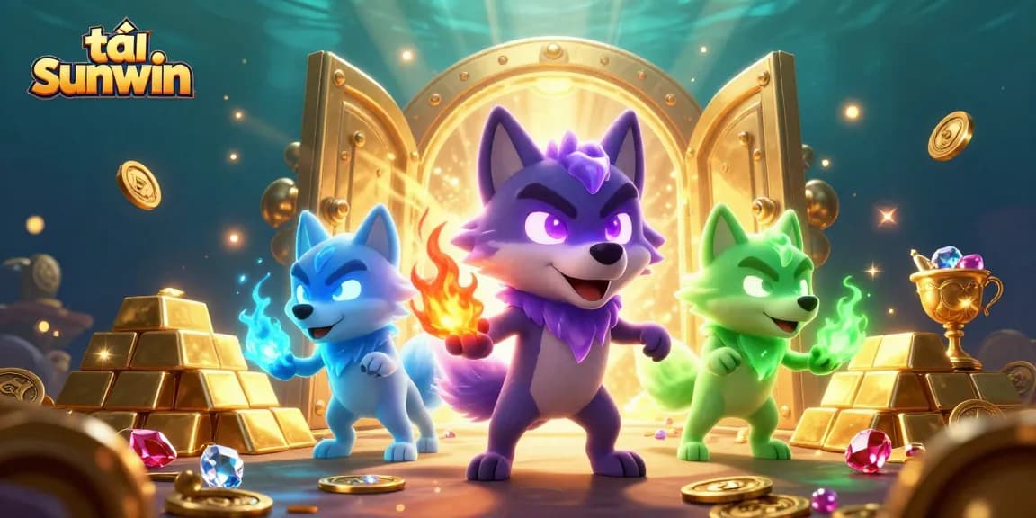 Experience the thrill of tải sunwin with dazzling treasures and spectral wolves in a captivating casino scene.
