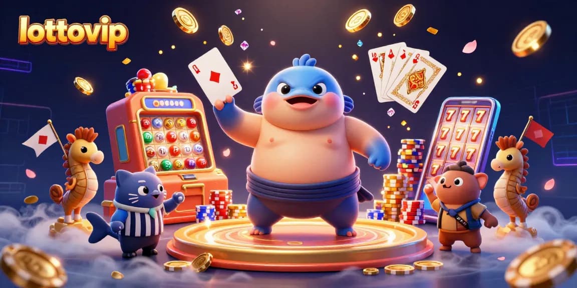 Menangkan beragam nomor lotere dengan lottovip, dalam ilustrasi hit visual dengan simbol keberuntungan.