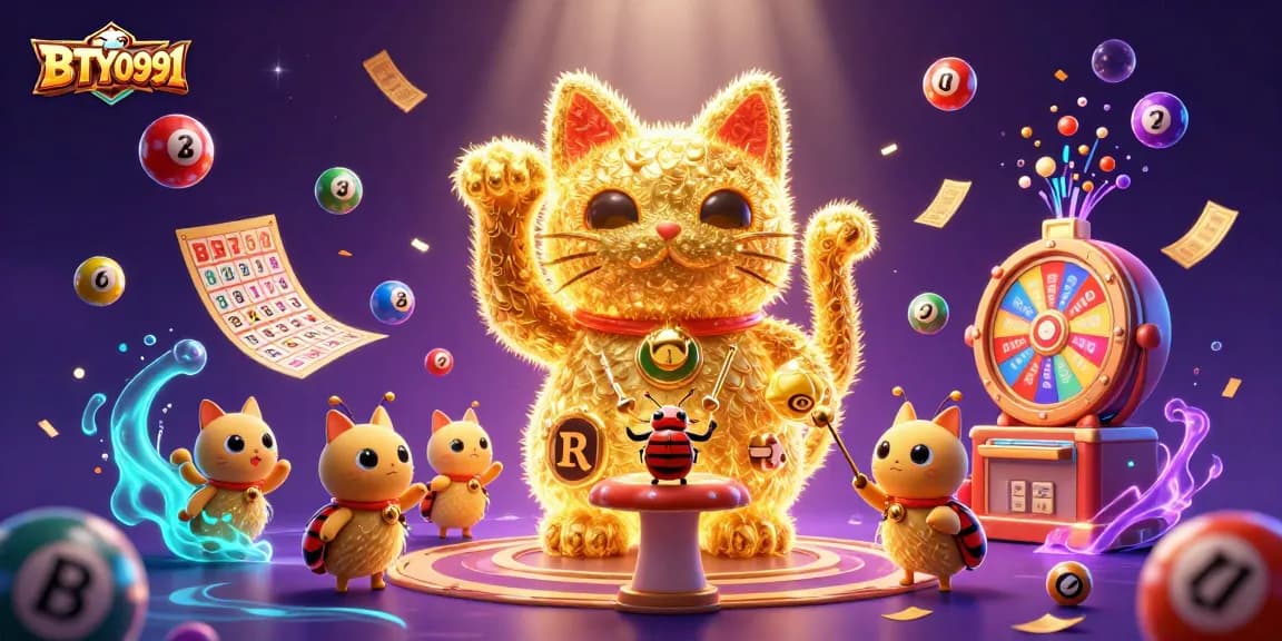 Experience the excitement of BTY0991 with a vibrant lottery scene filled with magic.