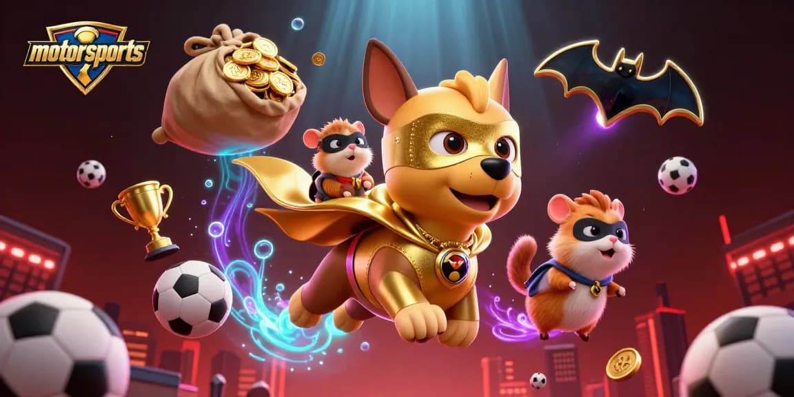 Experience exhilarating motorsports action with playful characters in a dazzling casino scene.