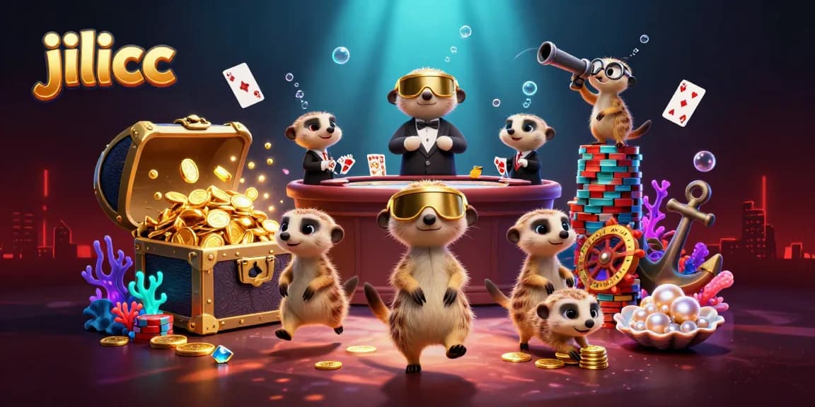 Experience the excitement of jilicc with meerkats hosting a dynamic casino scene filled with treasure and colorful elements.