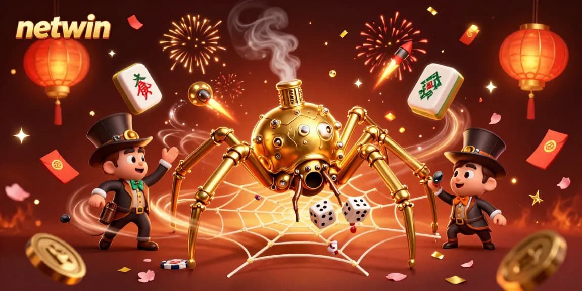 Catch the excitement with netwin at this vibrant steampunk-themed casino illustration.