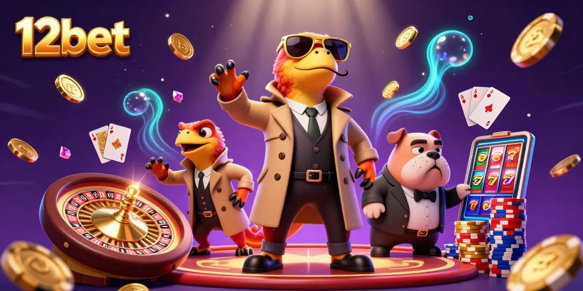 Chơi 12bet với hình ảnh động vật vui nhộn khi raptor hòa mình vào không gian casino sang trọng.