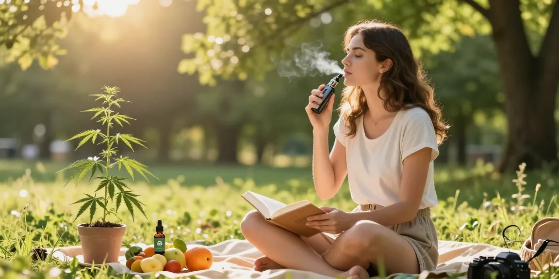Is vaping legal in Cyprus? Organic hemp extract and vape device used in a natural wellness setting.