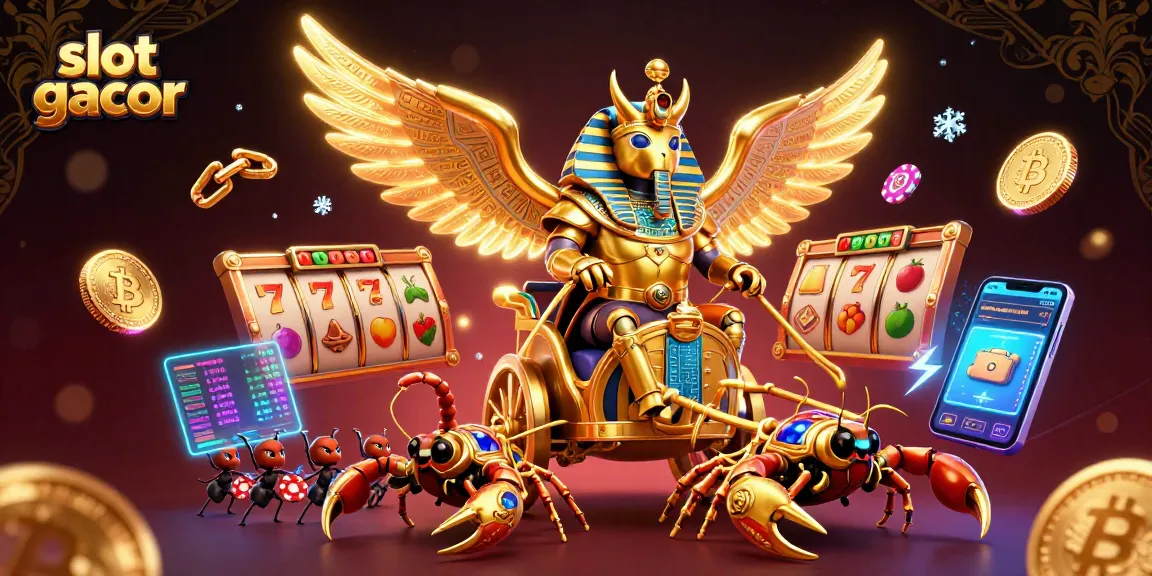 Engage with exciting slot gacor gameplay featuring dynamic golden beetles and jewels amidst casino elements.