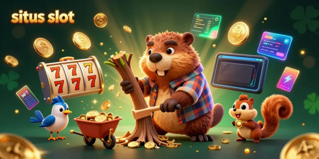 Gokil! Situs slot terbaik dengan karakter kartun beruang pemotong kayu, burung, dan tupai berinteraksi.