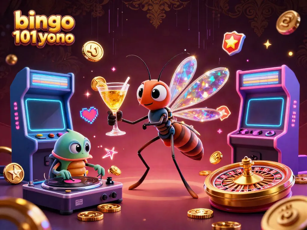 Play engaging games with the bingo 101 yono app, featuring vibrant casino elements and characters.