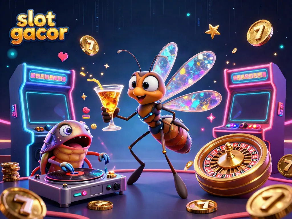 Mengalahkan slot gacor dengan ilustrasi kasino yang penuh warna dan karakter menarik.