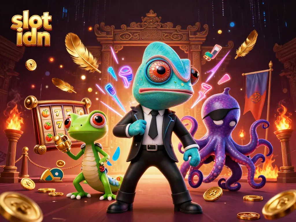 Engage in thrilling slot idn gameplay with colorful characters and dynamic casino elements.