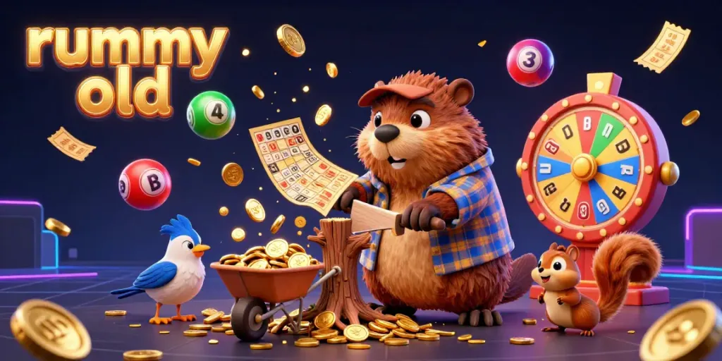 Join the rummy old fun with a lively illustration of characters playing games with coins and vibrant elements.