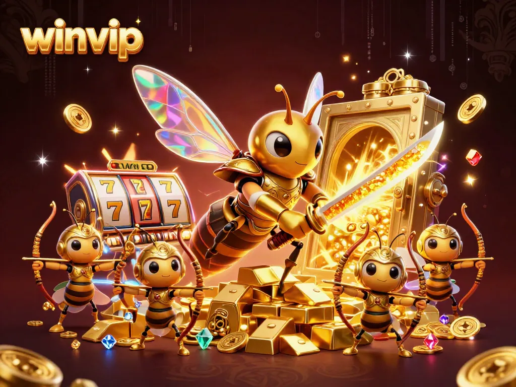 Winvip enhances the gaming experience with a vibrant clash of colors and riches on display.